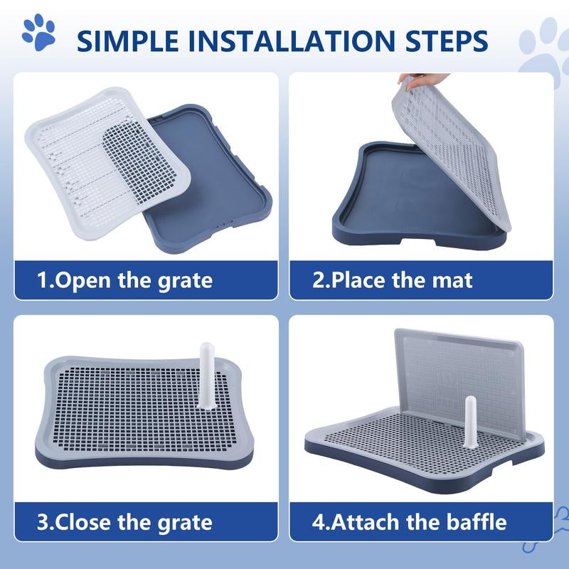 Indoor Pet Potty Tray with Pee Wall for Puppies and Small Dogs, Featuring Non-Skid Feet