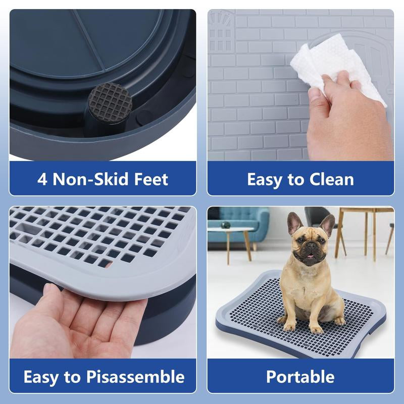 Indoor Pet Potty Tray with Pee Wall for Puppies and Small Dogs, Featuring Non-Skid Feet