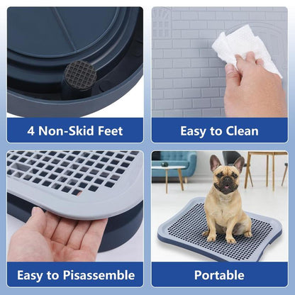 Indoor Pet Potty Tray with Pee Wall for Puppies and Small Dogs, Featuring Non-Skid Feet