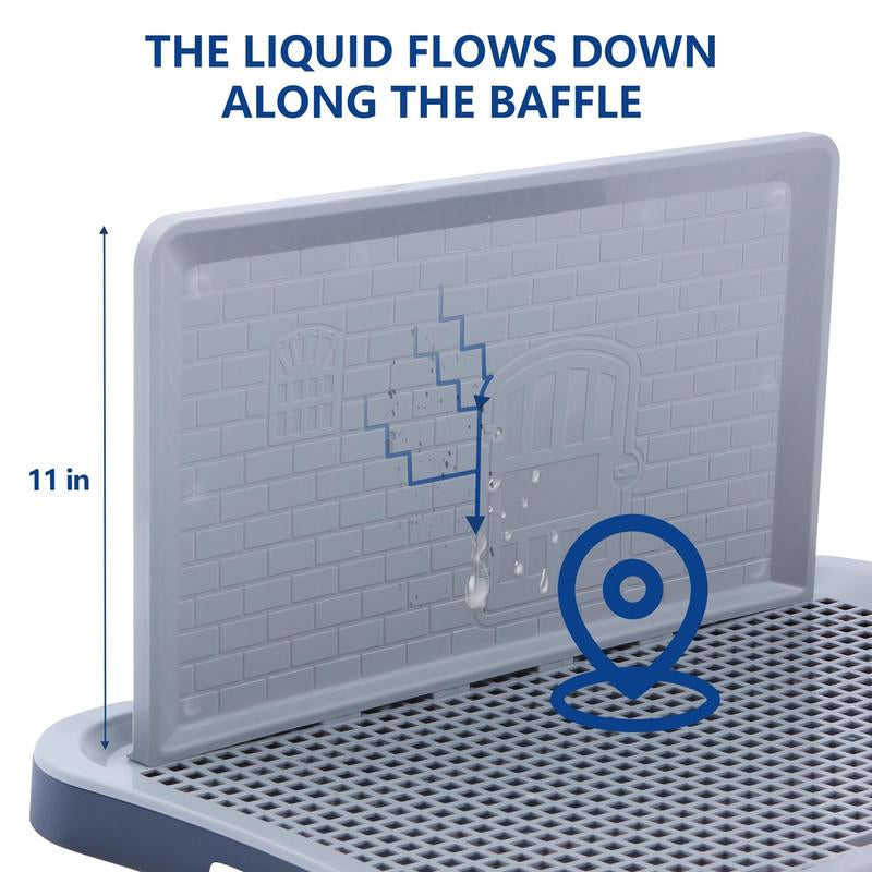 Indoor Pet Potty Tray with Pee Wall for Puppies and Small Dogs, Featuring Non-Skid Feet
