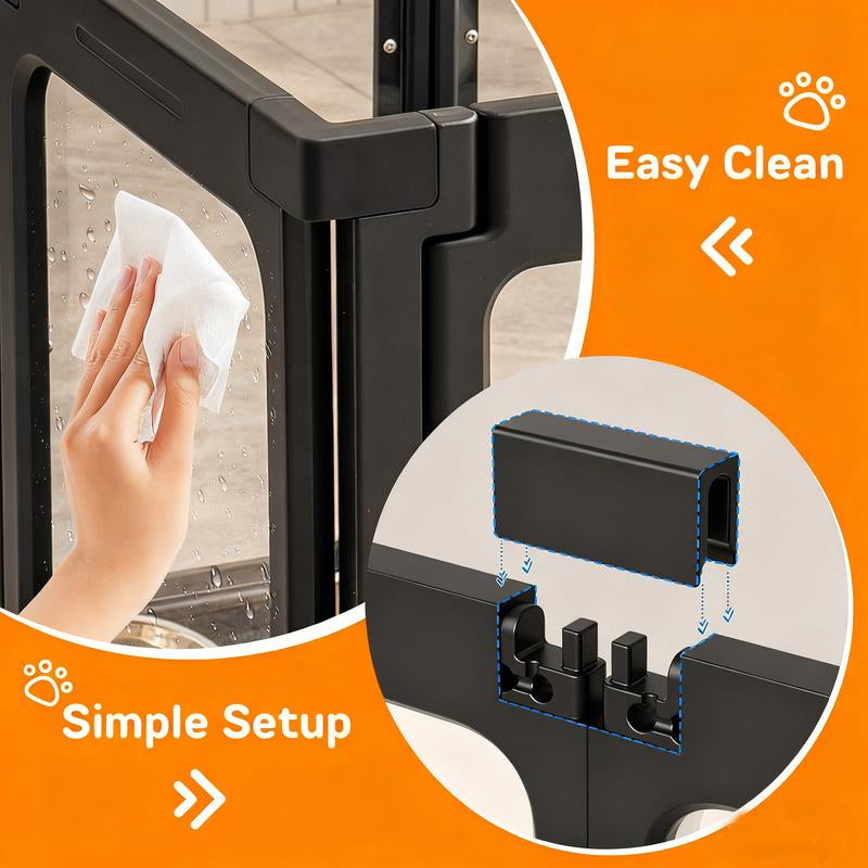 Clear Acrylic Dog Playpen with Gate – 23.6” Tall Indoor Pet Pen for Puppies, Cats & Bunnies | Foldable, Easy-Assemble Whelping Box (8- or 10-Panel)